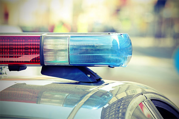 Lights on top of police car