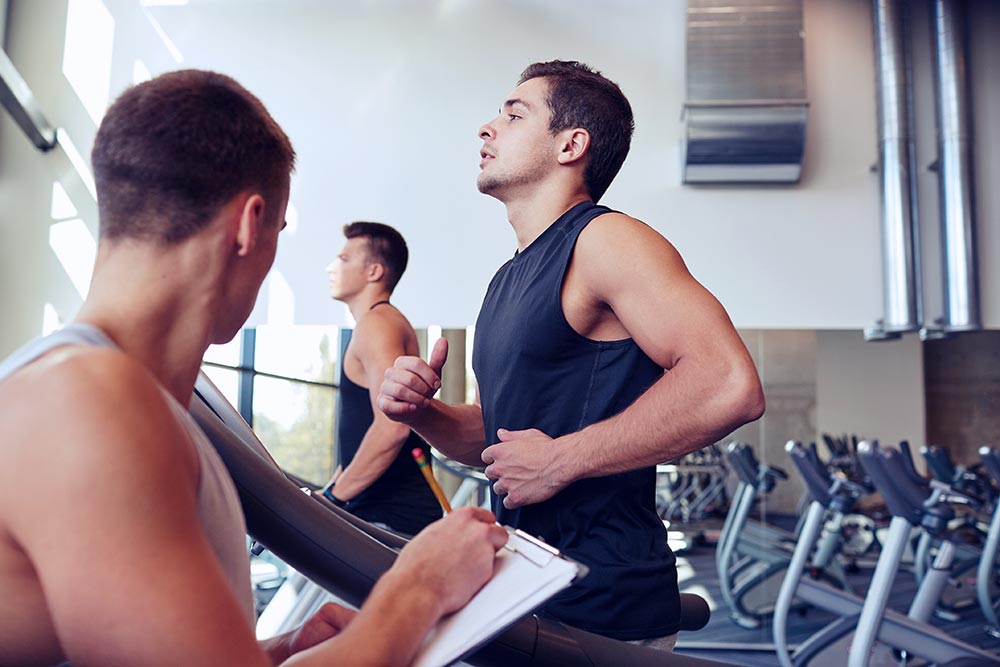 Man training on a treadmill